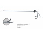 Ножницы эндоскопические поворотные с одной подвижной браншей, изогнутые (по ребру) 5 мм, с металлической рукояткой